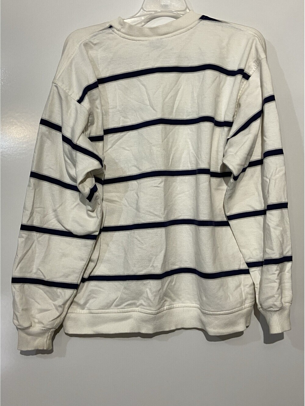 Mens FRONT ROW White Striped Vintage Dallas Cowboys Embroidered Sweatshirt Sz M - Picture 4 of 4